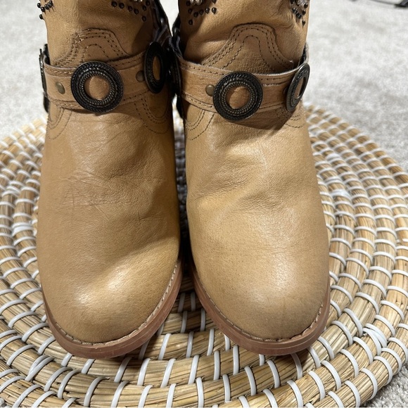 Dingo Addie Women’s Harness Boots Mid-Calf Rhinestone Western Rodeo Cowgirl Tan - Picture 4 of 16